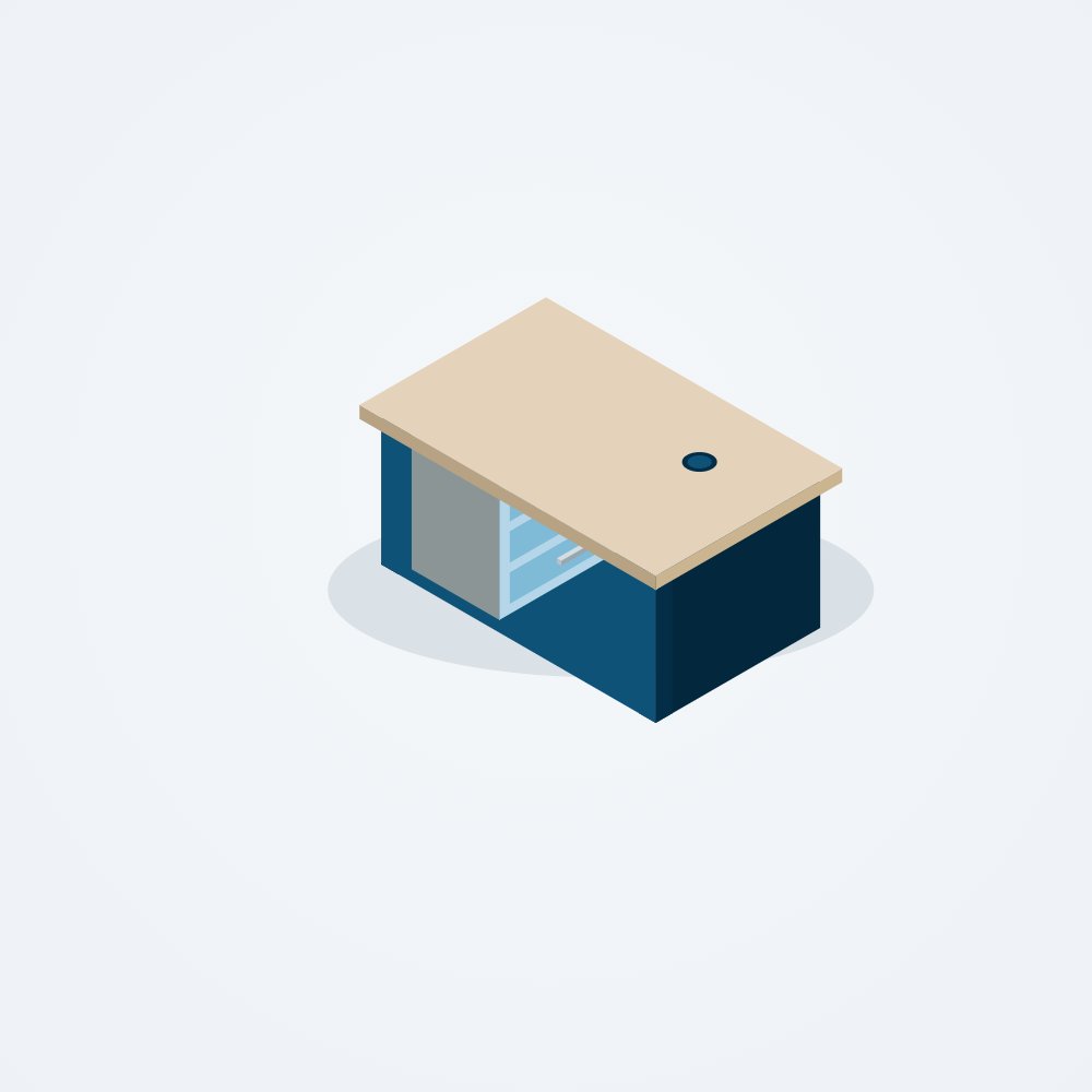 Escritorio operativo modular OnOffice con cajonera lateral y pasacable integrado